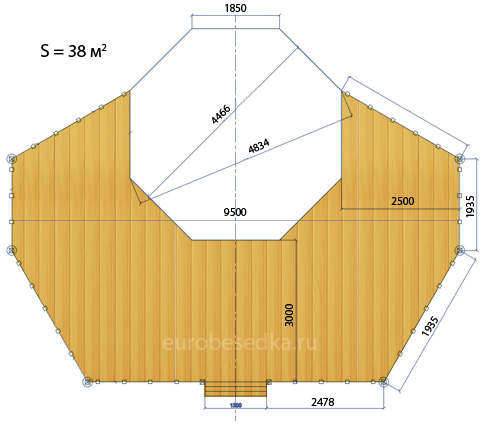 Размеры для восьмигранного гриль домика Кота 16